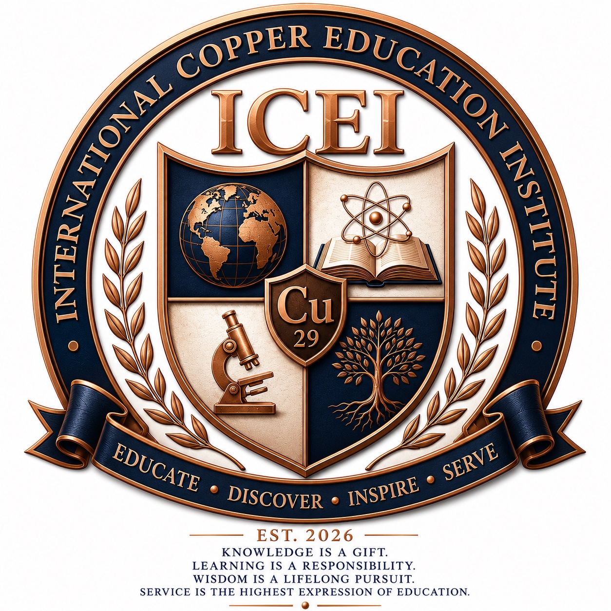 International Copper Education Institute seal: Educate, Discover, Inspire, Serve
